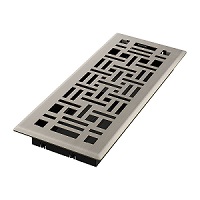 4 x 12 Arts & Crafts Floor Register - Brushed Nickel
