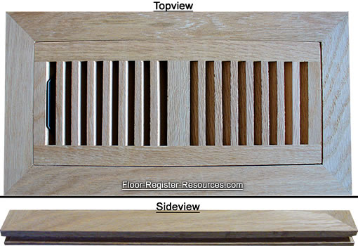 6 X 10 Flush Mount Wood Floor Register - Unfinished Oak